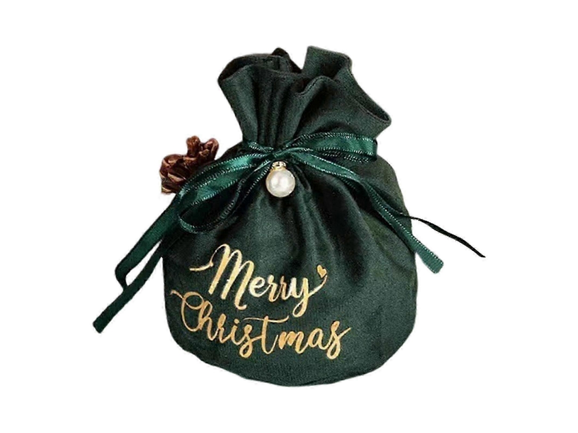 Sacos De Presente De Natal De Veludo, Com Cordão E Laço Com Sino, Para Presentes E Snacks