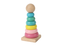 Brinquedo Educacional Colorido de Madeira Aneis Empilháveis para Bebês e Crianças Pequenas