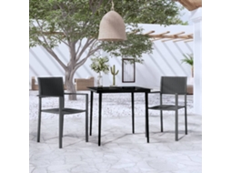 3 Pcs Conjunto De Jantar Para Jardim Preto Dkd Home Decor