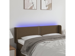 Vidaxl Cabeceira De Cama C/ Luzes Led Tecido 147x16x78/88 Cm Castanho