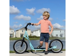 Patinete infantil com 2 rodas, guidão ajustável em altura e freio duplo, capacidade de carga de 100 kg, 139x58x90-96 cm, azul