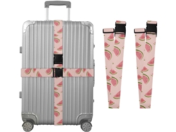 Conjunto De 2 Cintas Bagagem Personalizadas Rosa Melancia Com Fivelas Para Malas