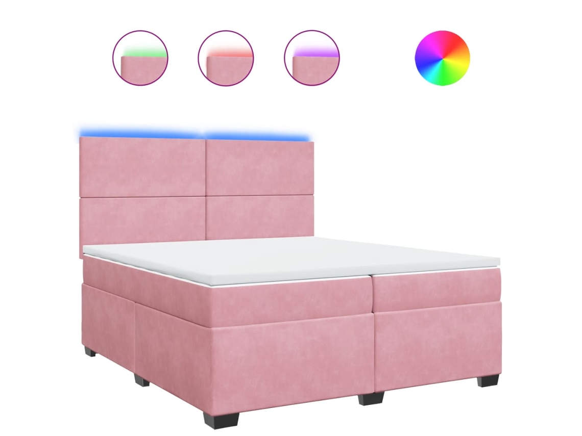 Cama com Molas/colchão 200x200 Cm Veludo Rosa MAISON EXCLUSIVE