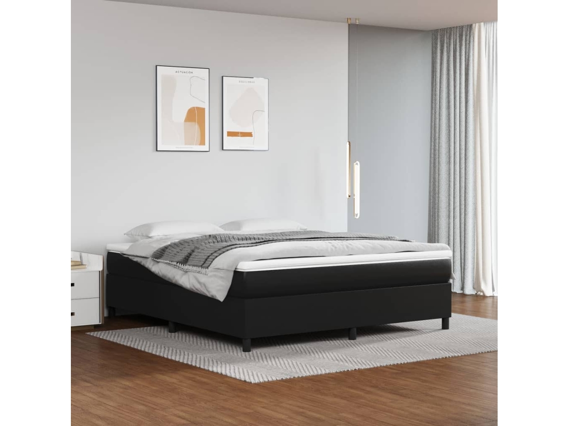Vidaxl Estrutura De Cama Com Molas 180x200 Cm Couro Artificial Preto