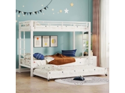 Cama Sobreposta - En747 - 90x200 Cm - Estrutura De Metal - Cama Retrátil Com Guarda-corpos Altos