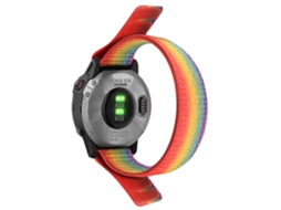 Bracelete de Nylon 26Mm Ajustável com Fita Mágica para Garmin Tactix 7 Pro/Fenix 7X/6X Pro Arco-Íris
