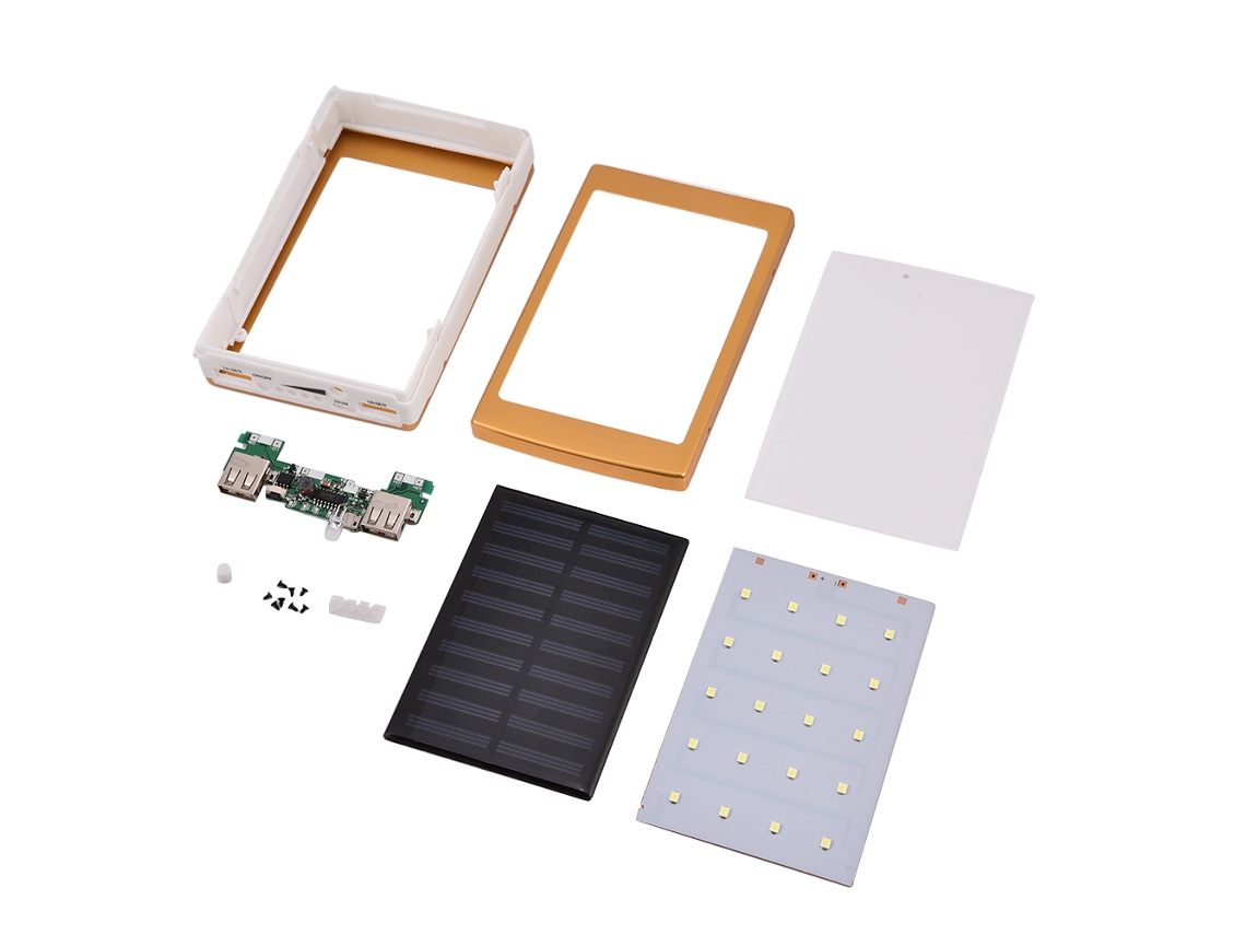 Power Bank Solar com Parafusos e USB Dourado EOOCOO