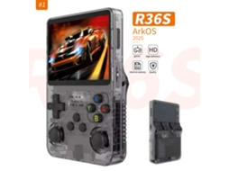 Console Portátil R36s, Tela 3.5 Ips 640x480, 3200mah, 128gb, Sistema Linux 20.000 Jogos, Cor Preto Transparente. Sfushos