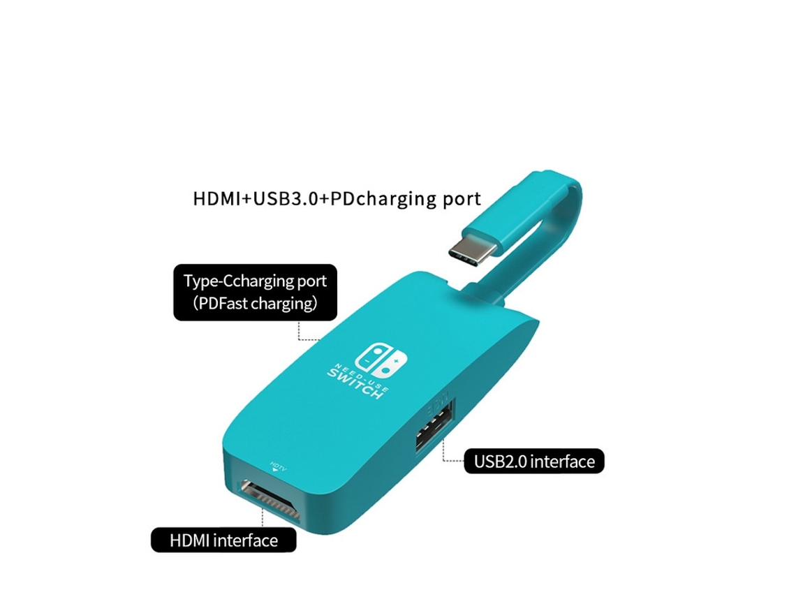Yizhood Mini Docking Station Portátil Usb C para 4k Hdmi para Nintendo Switch Usb 3.0 Hub Pd 100w para Macbook Pro Azul