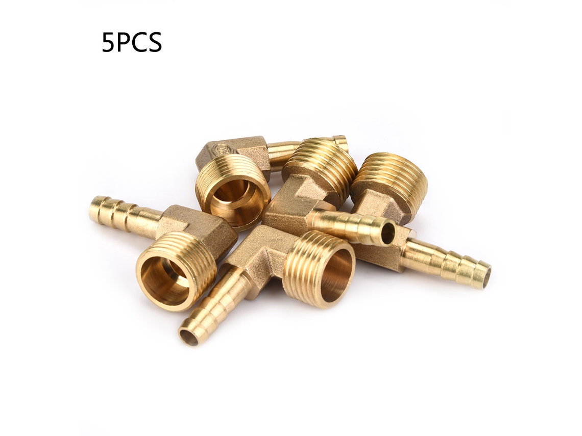 Accesorios De Latón De Curva De 90 Grados Con Rosca Macho Para Mangueras Y Tuberías (8mm-1/2")