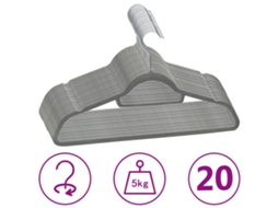 Vidaxl 20 Pcs Conjunto De Cabides Antiderrapantes Veludo Cinzento