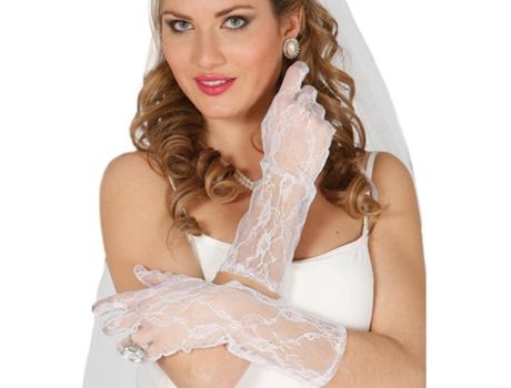DISFRAZZES - Luvas  Renda Brancas (36 cm) Luvas  Renda Brancas (36 cm)