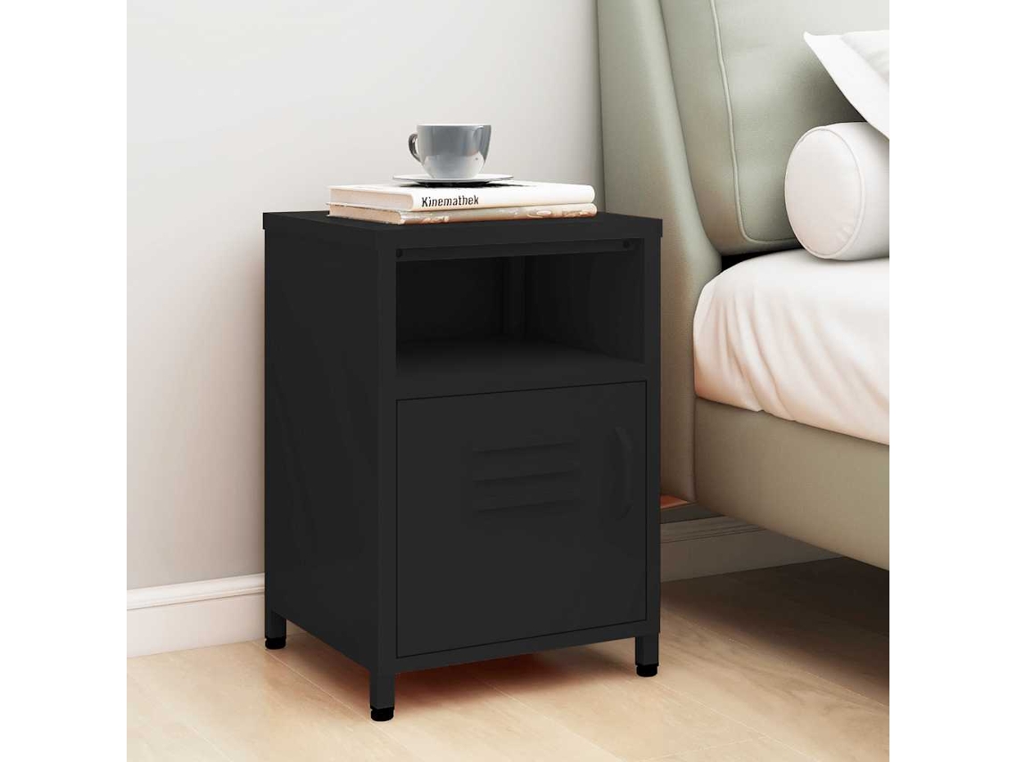 Vidaxl Mesa De Cabeceira 35x35x51 Cm Aço Preto