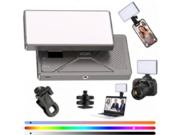 Luz De Selfie Led De 225 Lúmens, 4000mah, Cri97+, Com Controle Por Aplicativo E 24 Modos De Iluminação (cinza)