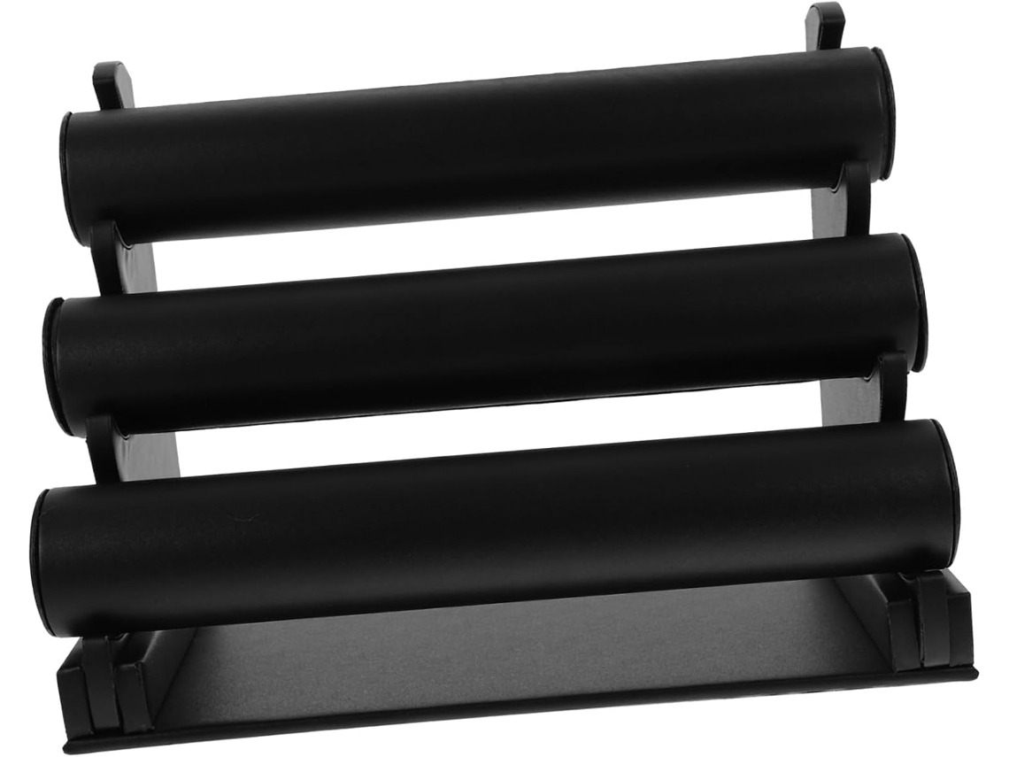 Suporte Ajustável De 3 Níveis Para Pulseiras, Suporte Removível Em Couro Pu Preto, Organizador Para