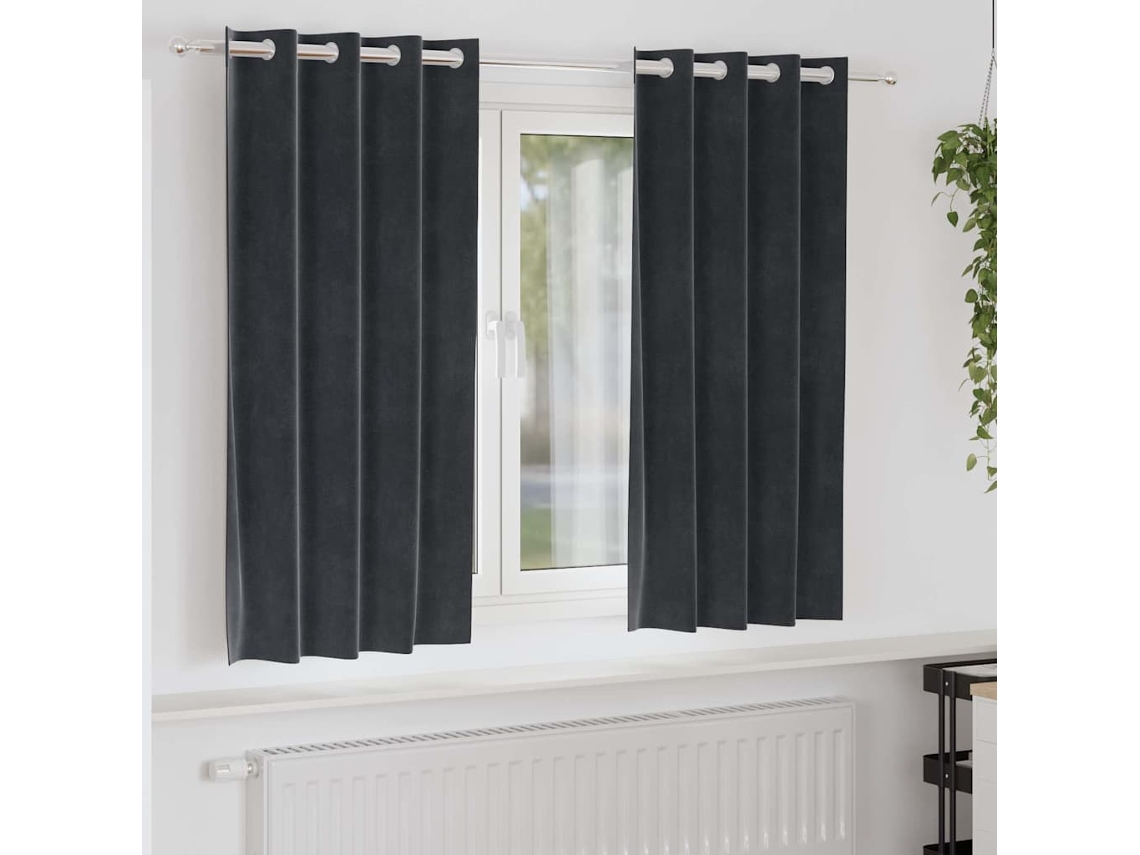 Vidaxl Cortinas Opacas 2 Unid. Cinzento-escuro 140 X 175 Cm Veludo