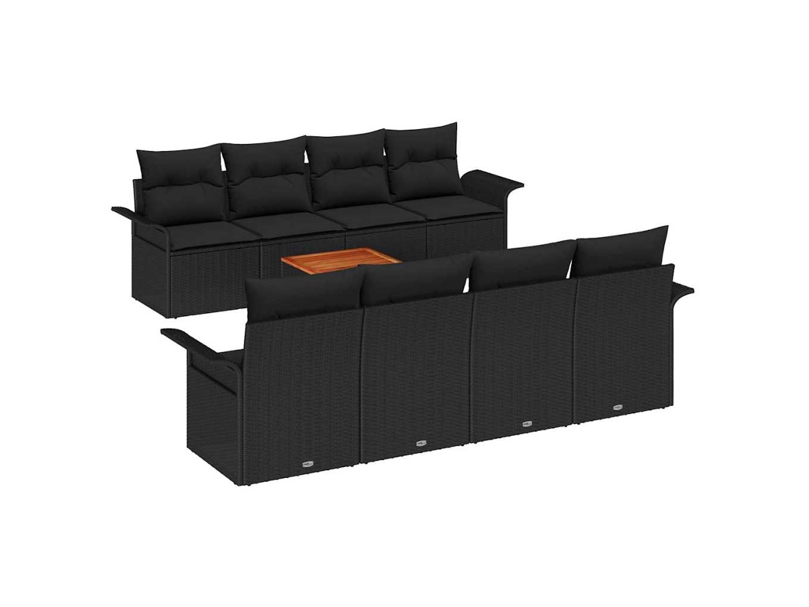 Maison Exclusive - Conjunto De Sofá De Jardim 9 Pcs Preto Vime Pe
