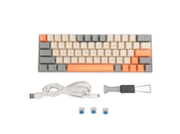 Teclado Mecânico com Fio 63 Teclas compacto com interruptor azul e iluminação para PC, Linux, Windows com MARCA