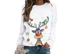Suéteresdenatalparamulhermacioscomestampadeárvoreseletrasdenatalmangalongadealtaqualidade Blanco 2xl