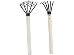 Conjunto De 2 Ancinhos De Ferro E Madeira Para Cavar Com Cabos Ergonômicos, Ferramenta De Caça