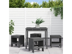 Pcs Conj. Jantar P/ Jardim Madeira De Pinho Maciça Cinzento Dkd Home Decor