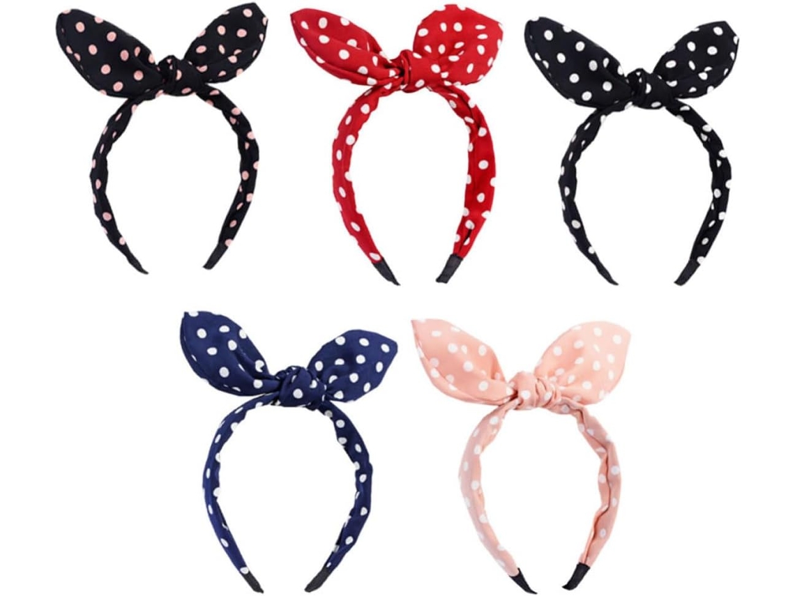 Faixas de Cabelo Têxtil, Faixas de Cabelo Adoráveis, Conjunto de 5 Faixas de Cabelo Com Bolinhas.