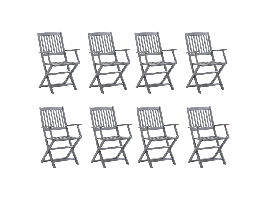 Maison Exclusive - Cadeiras De Exterior Dobráveis 8pcs C/ Almofadões Acácia Maciça