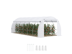 Estufa Tipo De Túnel De Jardim 6x3x2m Com Porta Enrolável 12 Janelas Cobertura De Pe 140g/m² E Metal Galvanizado Para Cultivos Branco