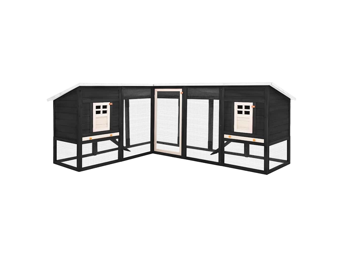 Vidaxl Coelheira Exterior C/ Parque Mad. Abeto Maciça Cinza E Branco