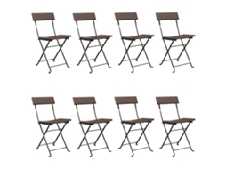 Conjunto de 8 Cadeiras de Bistrô Dobráveis Vime Pe e Aço Castanho MAISON EXCLUSIVE