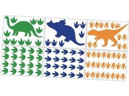 De Parede De Dinossauros, Decorações De Parede Coloridas Em Azul, Verde E Laranja Para Quarto De Bebê/quarto Infantil. Gokoco