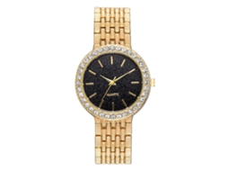 Relógio de Pulso Feminino Elegante de Quartzo com Pulseira de Aço e Esfera Céu Estrelado Dourado