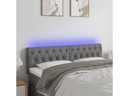 Vidaxl Cabeceira De Cama C/luzes Led Tecido 144x7x78/88cm Cinza-escuro