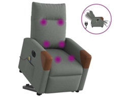 Vidaxl Poltrona Elétrica Elevatória Massagens Tecido Cinzento-escuro