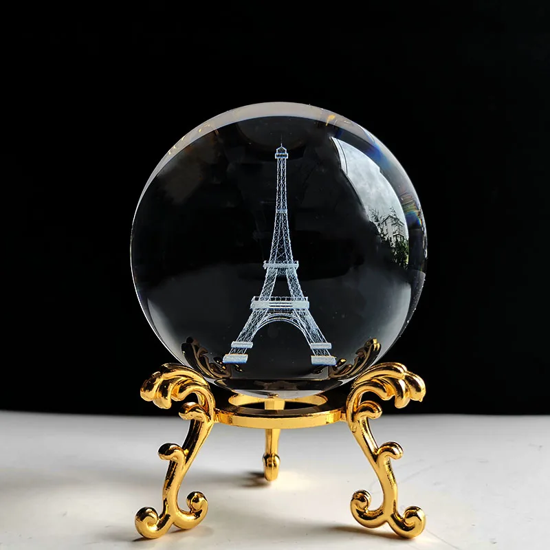 Bola de Cristal 60mm Esfera de Vidro Esculpida em 3d Peso de Papel com Base MDUG (estilo 32 60mm)