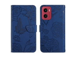 Capa De Celular Flip Em Couro Sintético Com Textura De Borboleta Para Motorola Moto G05 Ht03.