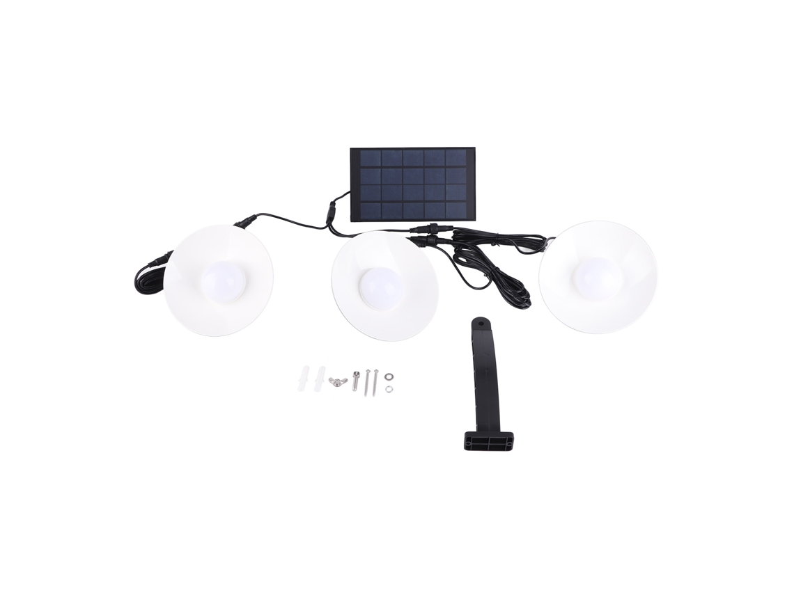 Lâmpada Pendente Solar Led com 3 Cabeças Indução Ip65 Branca Quente Ajustável para Exterior | S/MARCA