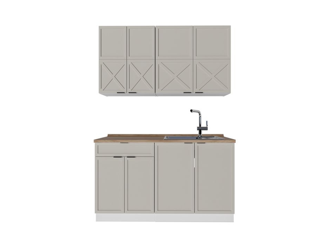 Cozinha Fame Line, 140cm, Pt Carvalho, Grisbeige/branco, Branco, Vicco