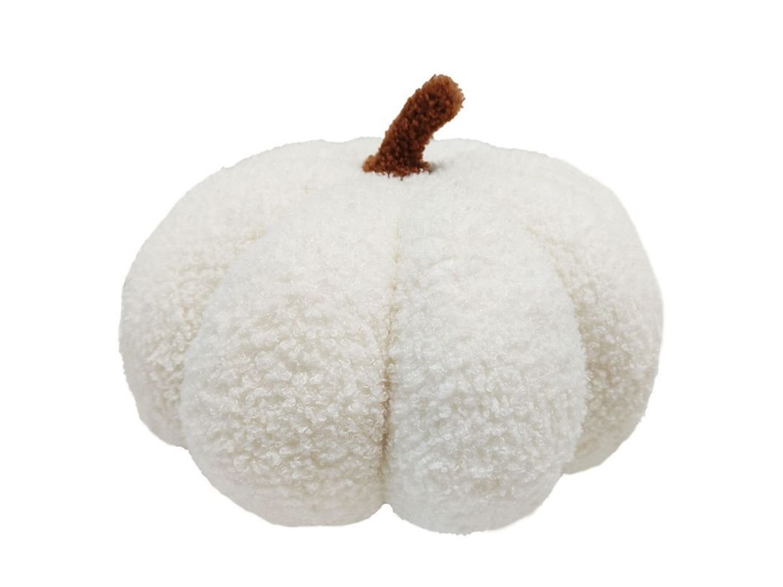 Almofada de abóbora de pelúcia macia, decorativa e versátil (branca, 20 cm)