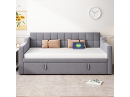 Sofá Cama 2 Em 1 90/180 Cm Cama Multifuncional Com Tomada E Arrumação Integrada Cinza Estilo
