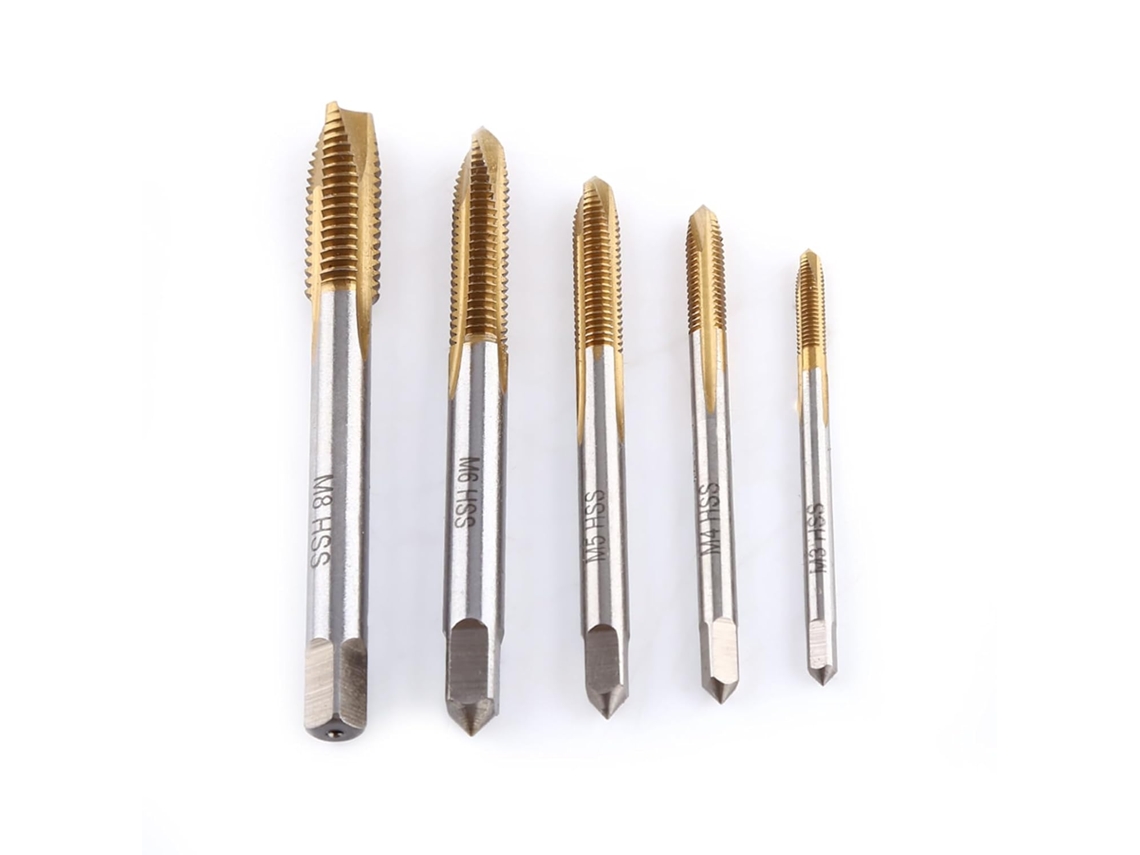 Kit De Machos Hss Revestidos Com Titânio, Conjunto De 5 Peças M3 M4 M5 M6 M8 Ejeção Cavacos Frontal Para Rosqueamento E