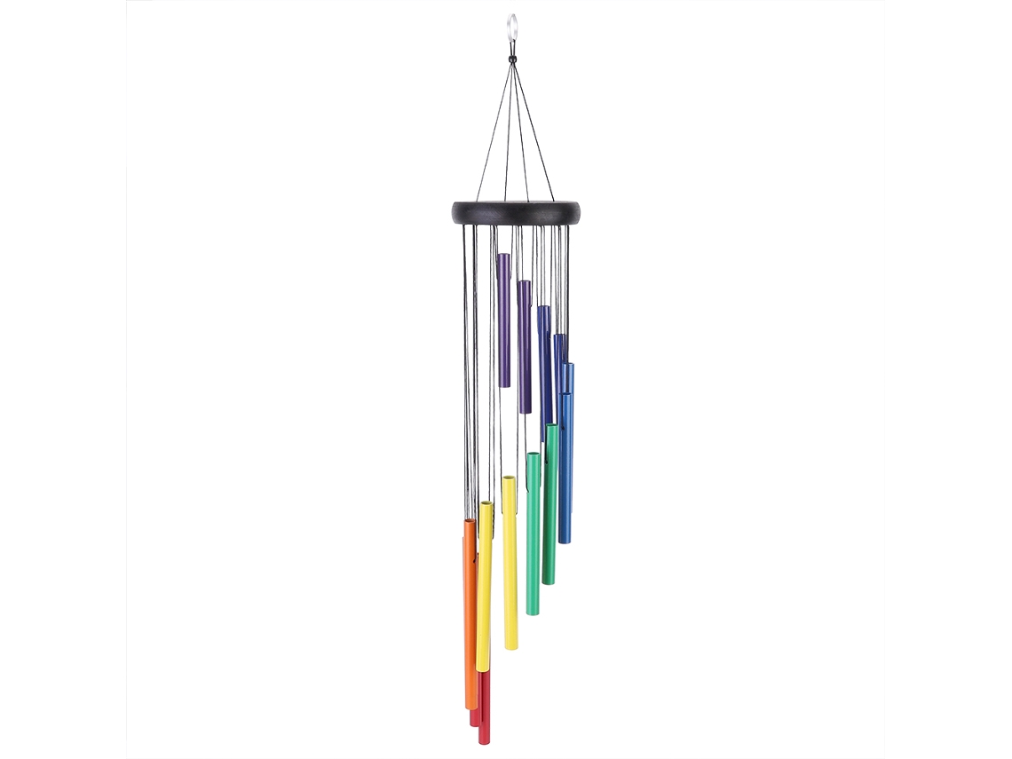 Sinos De Vento Tubo Colorido Decoração Janela Jardim Lar