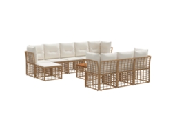 Vidaxl Conjunto de Sofás para Exterior 11 Pcs Natural e Branco Creme