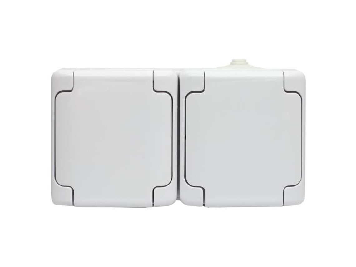 Tomada Dupla Impermeável Ip54 com Aba Ip54 Branco Bryza Kos
