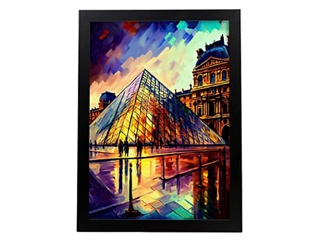 Cartaz NACNIC De El Louvre No Estilo De Tinta A Óleo Ilustrações De Monumentos E Cidades Em Estilo Fotográfico Em Cores A4 Black Frames