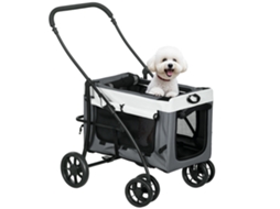 Carrinho De Cinza Cachorro Pequeno Dobrável Para Pets Com Destacável 4 Portas Zíper