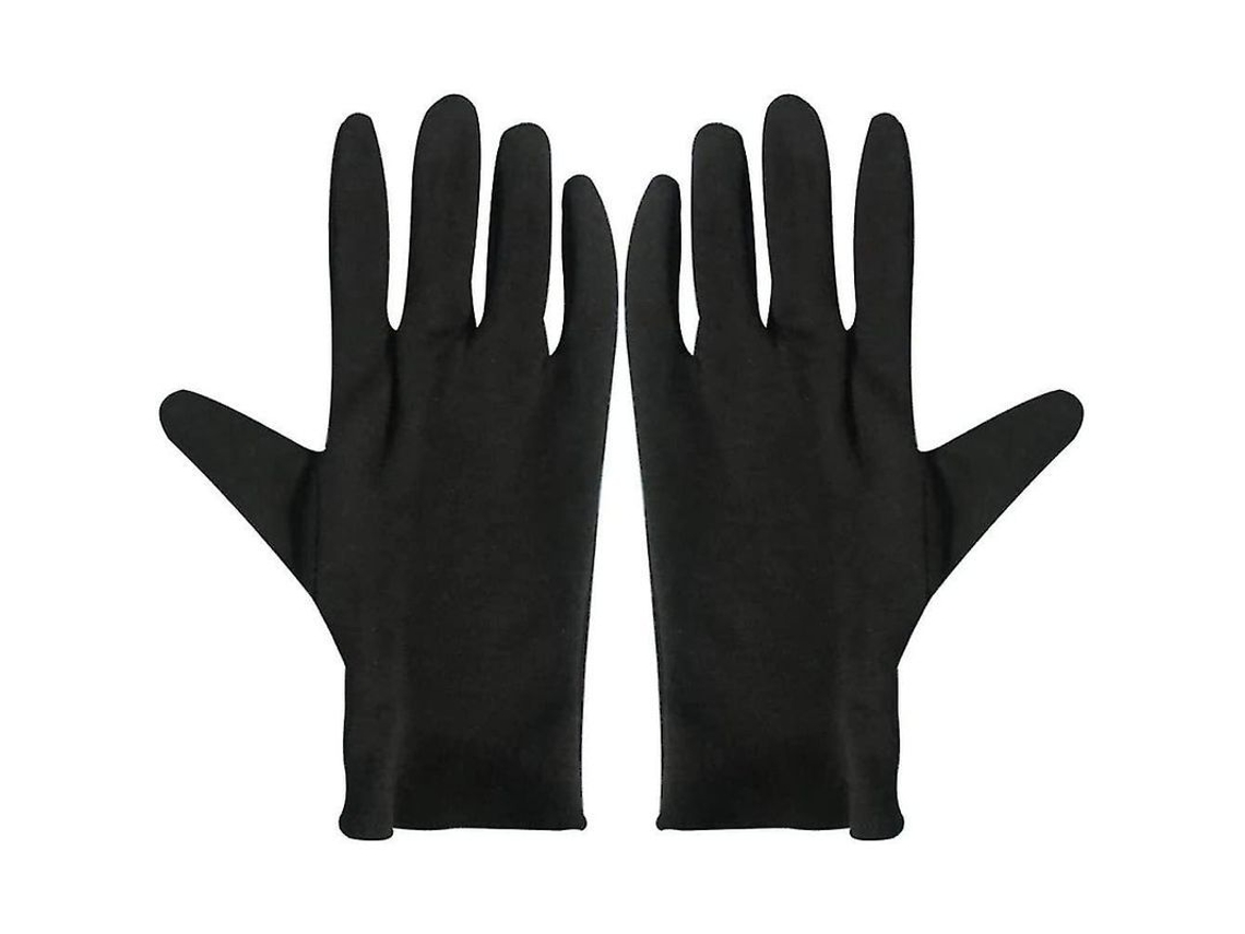 Luvas de algodão hidratantes 2026 para eczema, 12 pares, pretas, para mãos secas, proteção e diversos usos.