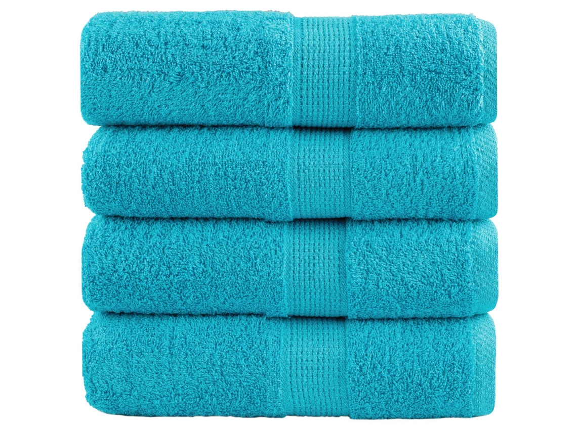 Vidaxl Toalhas De Rosto Premium Solund 4 Peças Turquesa 30x30 Cm 600 G/m²