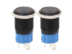 Interruptor De Metal Com Trava Automática Ip65 Com Luz Led 16mm Amarelo 220vac 2pcs