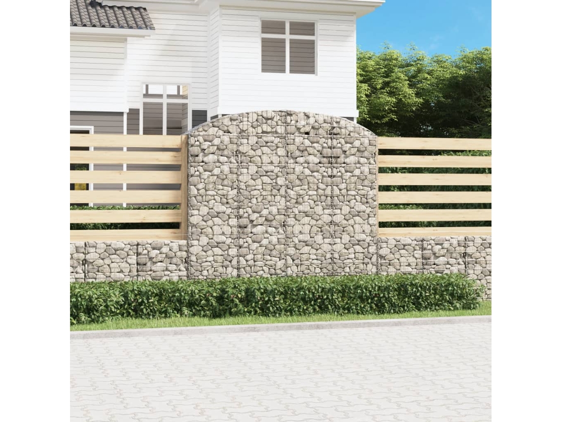 Vidaxl Cesto Gabião Arqueado 200x50x180/200 Cm Ferro Galvanizado